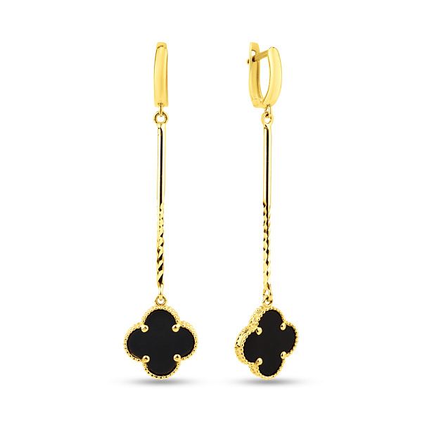 Сережки з жовтого золота з оніксом (арт. 1091252/15жо) – зображення 1