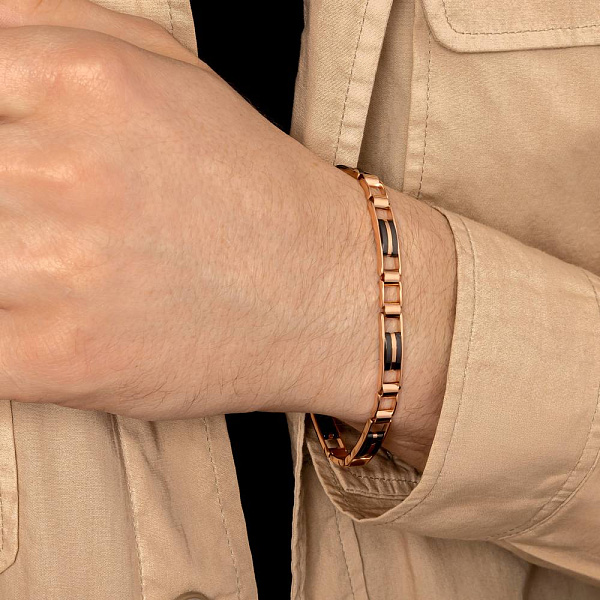 Чоловічий браслет з червоного золота з оніксом (арт. 324909о) – зображення 2