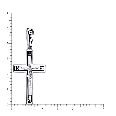 Крестик серебряный с распятием и эмалью (арт. 7504/33219еч)