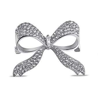Серебряная брошь Бант с россыпью из фианитов (арт. 7505/218)