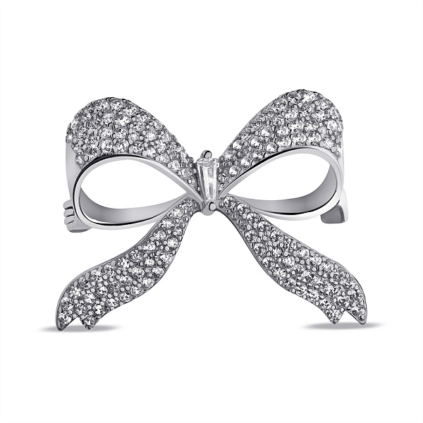 Серебряная брошь Бант с россыпью из фианитов (арт. 7505/218) – изображение 1