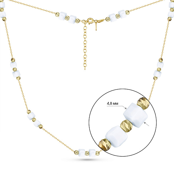 Серебряное колье с белым ониксом (арт. 7507/1759жоб) – изображение 2