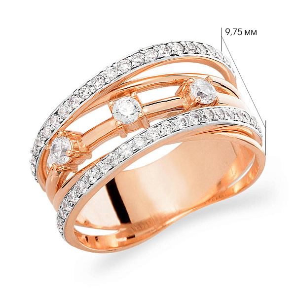 Золотое кольцо с фианитами (арт. 140534) – изображение 2