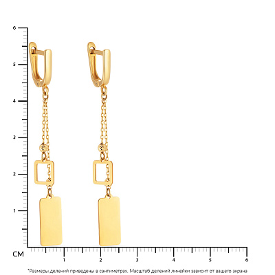 Сережки-підвіски з жовтого золота (арт. 107533ж)
