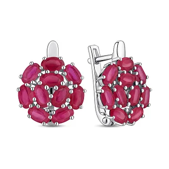 Срібні сережки з рубінами (арт. 7502/2073550Р)