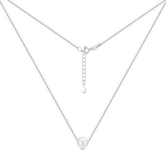 Фото Серебряное колье с жемчугом (арт. 7507/2435жб)