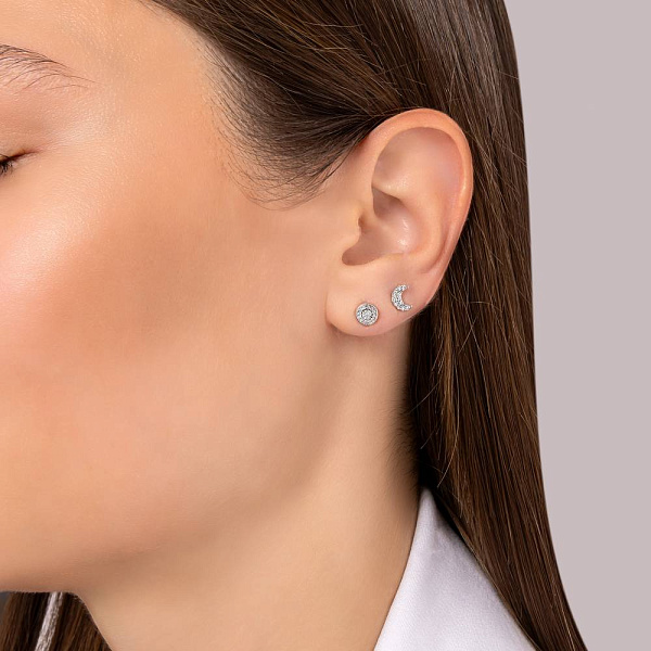 Серьги-пусеты из белого золота с бриллиантами (арт. Т011664010б) – изображение 2