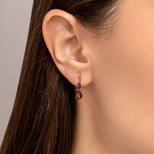 Золоті сережки з гранатом  (арт. 111363Пк) – зображення 2