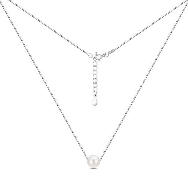 Серебряное колье с жемчугом (арт. 7507/2435жб) – изображение 1