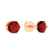 Золоті сережки пусети з гранатом (арт. 110341Пк)