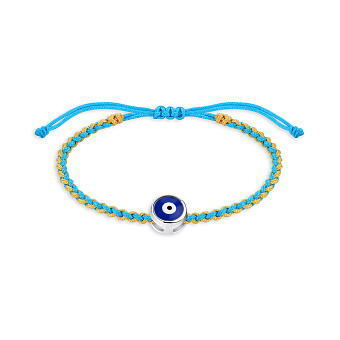 Фото Браслет из шелковой нити с серебряной вставкой (арт. 7309/3989гже)