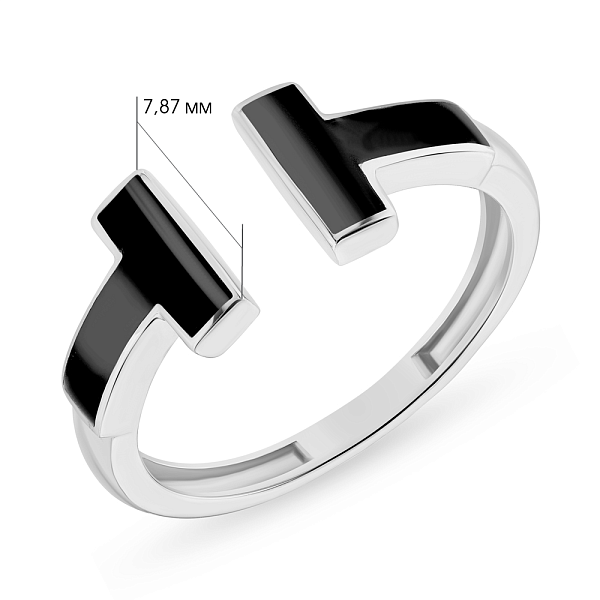 Незамкнена каблучка з золота з емаллю (арт. 155331беч) – зображення 2