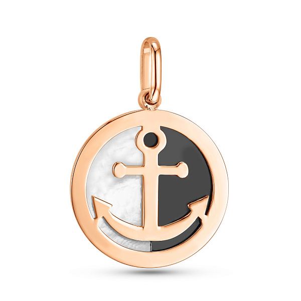 Подвес из красного золота с перламутром и ониксом (арт. 424929оп) – изображение 2