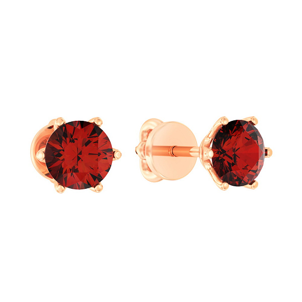 Золоті сережки пусети з гранатом (арт. 110341Пк) – зображення 1