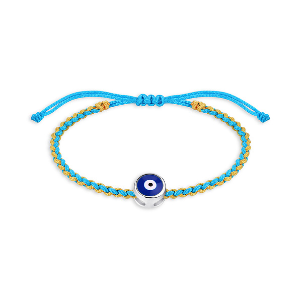 Браслет из шелковой нити с серебряной вставкой (арт. 7309/3989гже) – изображение 1