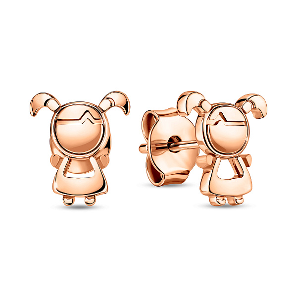 Золотые пусеты Девочки для детей  (арт. 105659) – изображение 1