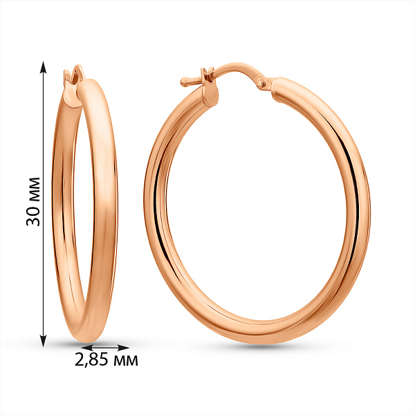 Сережки-кільця з червоного золота  (арт. 100945/30) – зображення 4