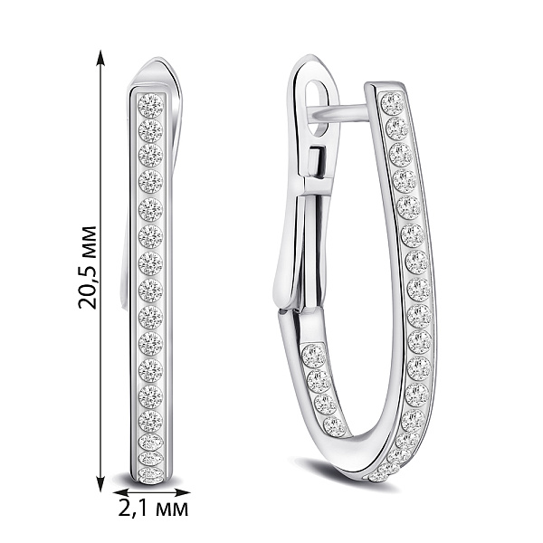 Сережки зі срібла з емаллю і фіанітами (арт. 7502/10016еб) – зображення 2