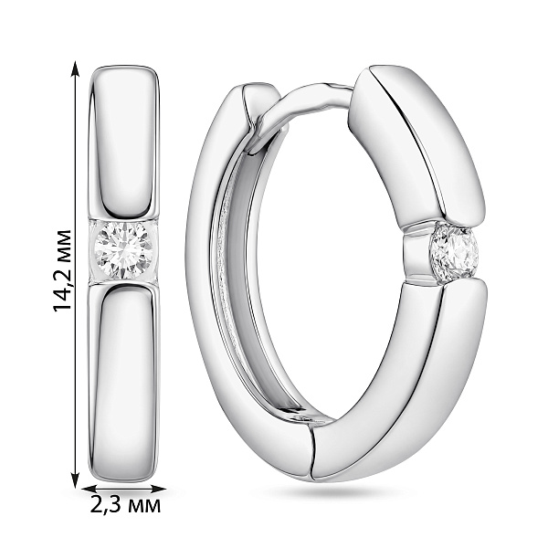 Серебряные серьги-кольца с фианитом (арт. 7502/10512/15) – изображение 2