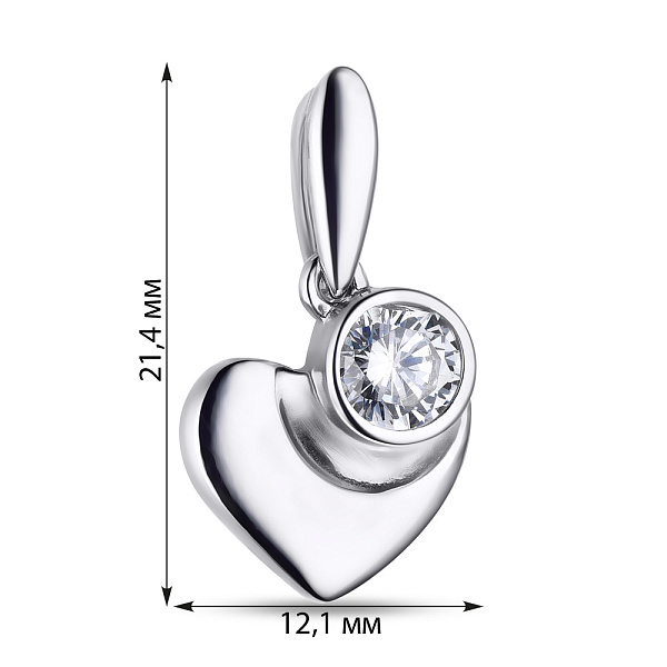Серебряная подвеска Сердечко с фианитом (арт. 7903/35068) – изображение 2