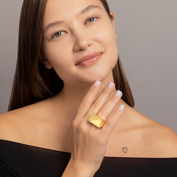 Масивна каблучка з жовтого золота  Francelli (арт. 156524ж) – зображення 7