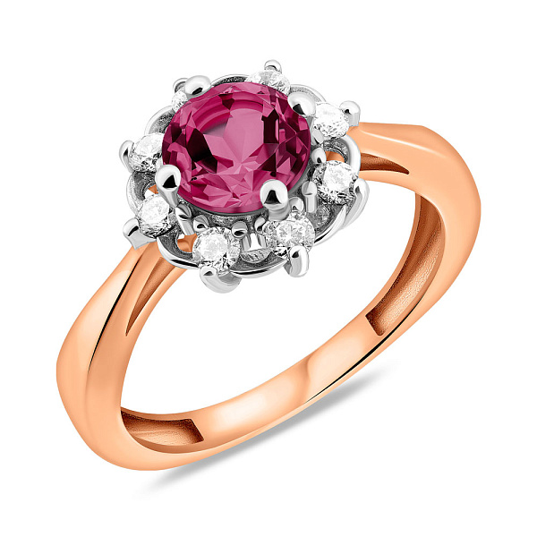 Кольцо из красного золота с гранатом и фианитами (арт. 141042ПгР) – изображение 1