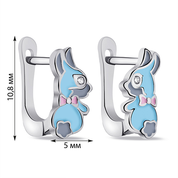 Детские серьги Зайчики из серебра (арт. 7502/СК2Ф/276) – изображение 2