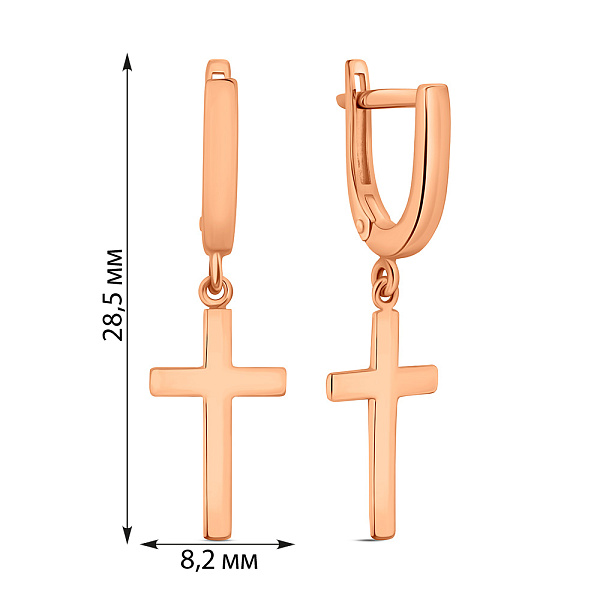 Золоті сережки-підвіски з хрестиками (арт. 110516) – зображення 3
