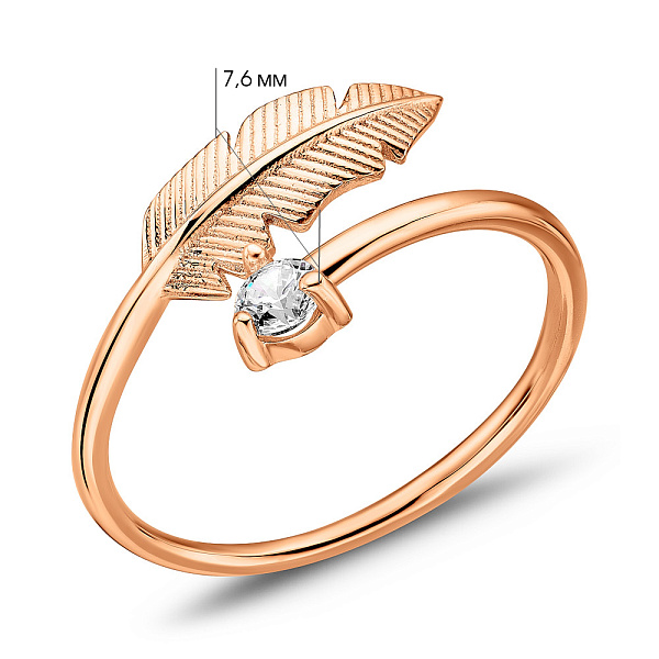 Золотое незамкнутое кольцо Перо (арт. 156112) – изображение 3