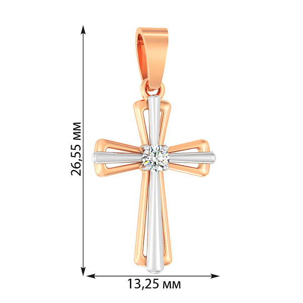 Золотая подвеска-крестик с бриллиантом (арт. П011024005) – изображение 2