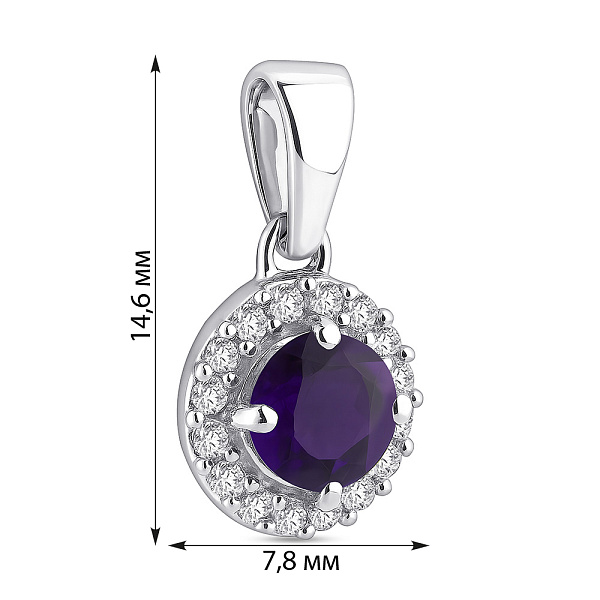 Серебряный подвес с аметистом и фианитами (арт. 7503/2140238А) – изображение 2