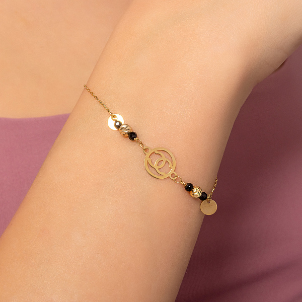 Браслет з жовтого золота з оніксом (арт. 325401жо) – зображення 2