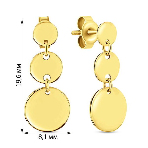 Сережки "Монети" з жовтого золота  (арт. 107879/1ж) – зображення 3