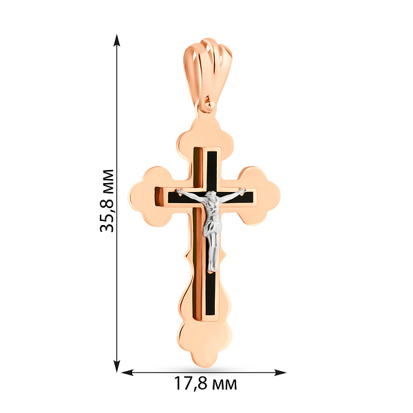 Золотий хрестик з розп'яттям і емаллю (арт. 500665еч) – зображення 2
