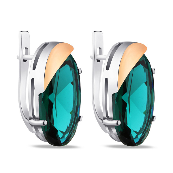 Сережки серебряные с изумрудом (арт. 7202/313Измсп) – изображение 1