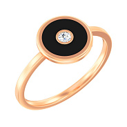 Золотое кольцо Лýна с эмалью и фианитом (арт. 141176ч)