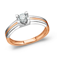 Фото Каблучка з комбінованого золота з діамантом (арт. К011115020кб)