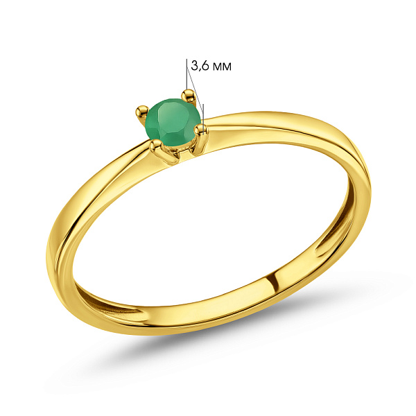 Тонкое золотое кольцо с изумрудом (арт. К011089жи) – изображение 2