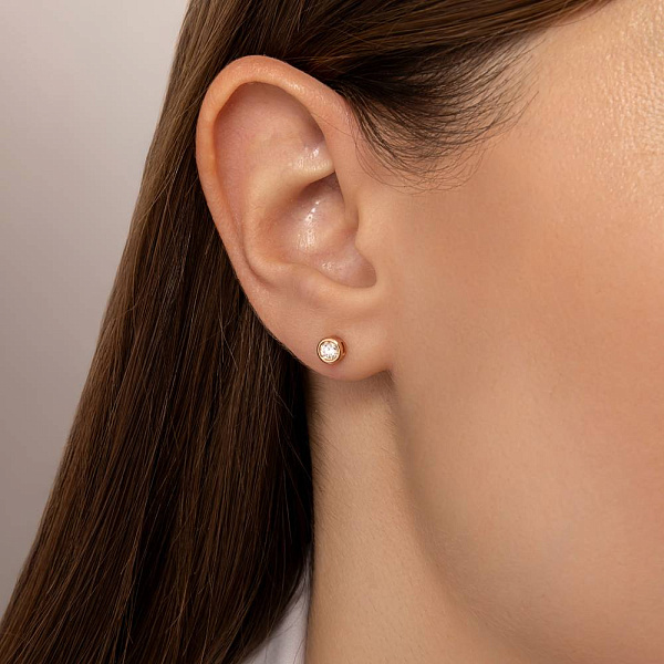 Золоті сережки-пусети з діамантами (арт. Т011672020) – зображення 2