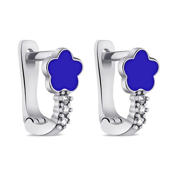 Серьги из серебра с эмалью и фианитами (арт. 7502/2716ес) – изображение 1