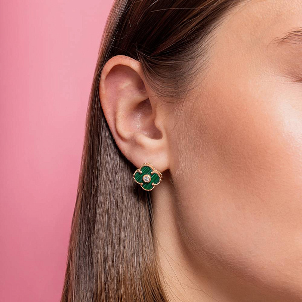 Золотые серьги с малахитом (арт. 1091382/15млх) – изображение 2