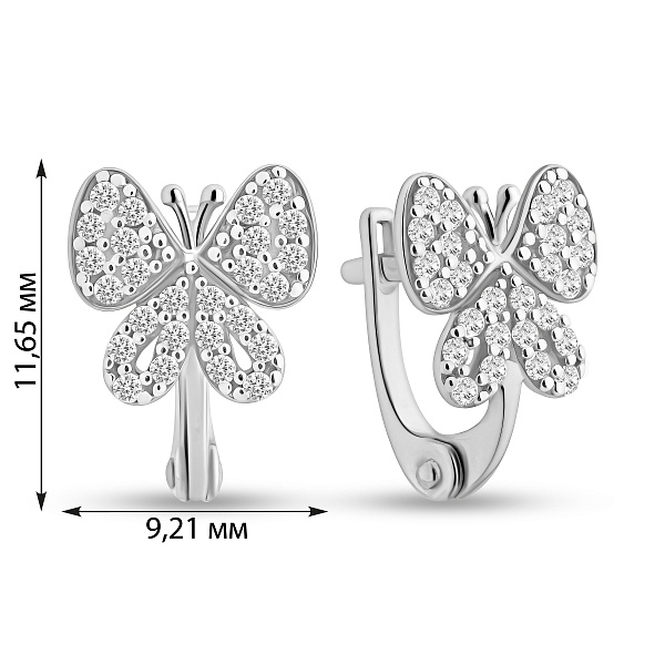 Детские золотые серьги Бабочки с фианитами (арт. 110189б) – изображение 2