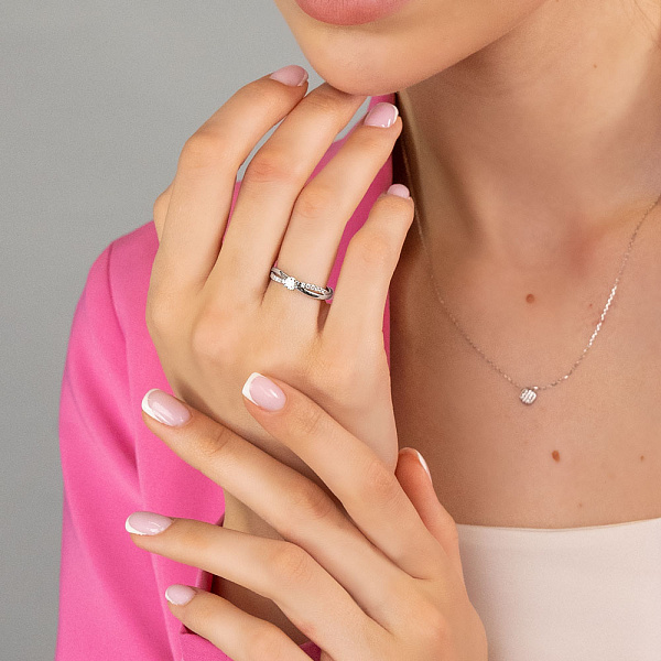 Каблучка з білого золота з діамантами (арт. К011328030б) – зображення 2