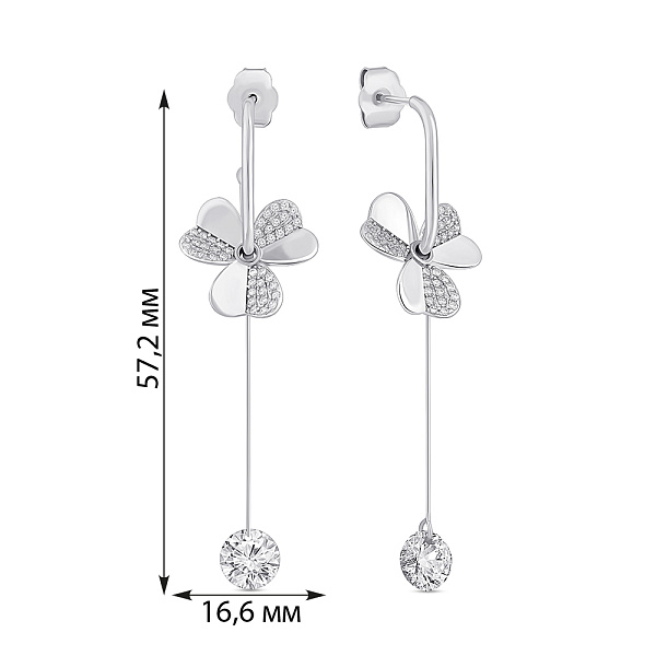 Серьги из серебра с подвесками и фианитами (арт. 7518/7194) – изображение 2