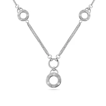 Золотое колье в белом цвете металла с фианитами (арт. 351513б)