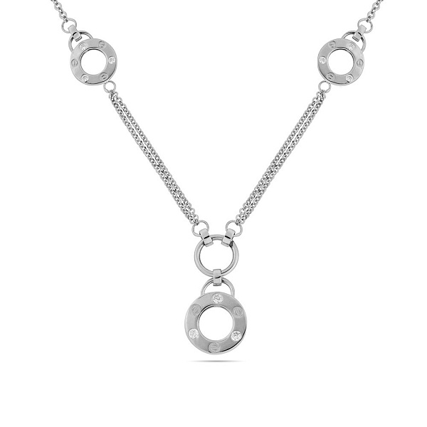 Золотое колье в белом цвете металла с фианитами (арт. 351513б) – изображение 1