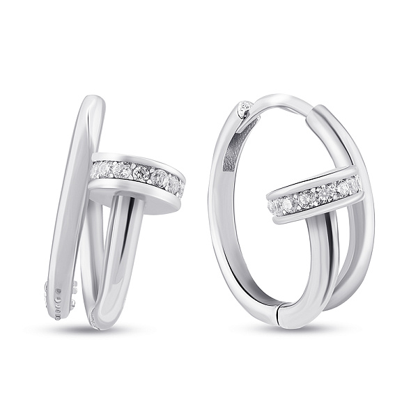 Срібні сережки Цвях з фіанітами (арт. 7502/9665/15) – зображення 1