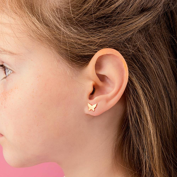 Серьги-пусеты из красного золота «Бабочки» (арт. 105373) – изображение 2