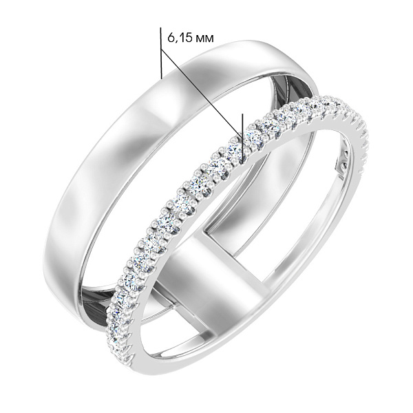 Каблучка з білого золота з доріжкою з фіанітів (арт. 140781б) – зображення 2