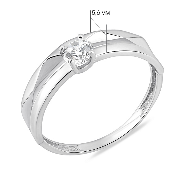Серебряное кольцо с одним фианитом (арт. 7501/1570К) – изображение 4